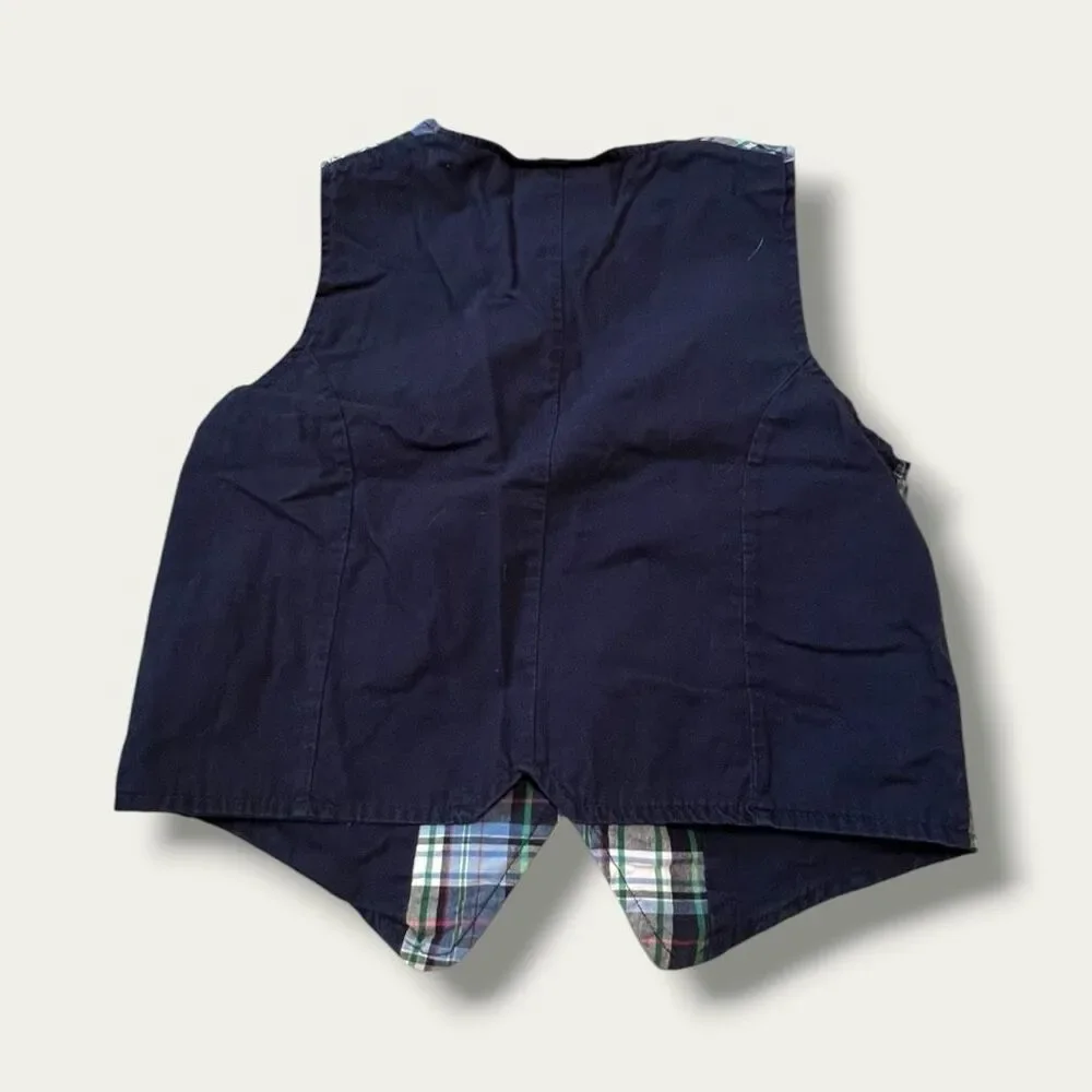 The Children’s Place Boys Plaid Cotton Dress Vest Preppy Size 10